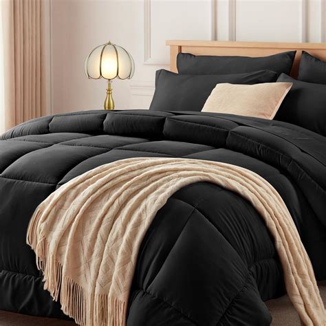 Amazon Newspin Queen Bed In A Bag Pieces Black Comforter Set