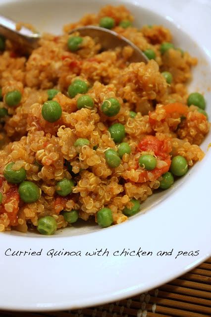 Pink To Green Curried Quinoa With Chicken And Peas