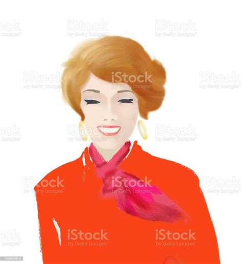 Portrait Of A Redhaired Girl With A Wide Smile Stock Illustration