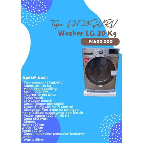 Jual Mesin Cuci LG 20 KG Frontloading Shopee Indonesia