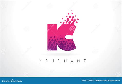 Ic I C Letter Logo With Pink Purple Color And Particles Dots Design