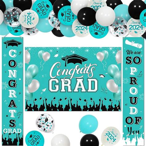 Teal Graduation Party Decorations Set 2024 Graduation Congrats Grad