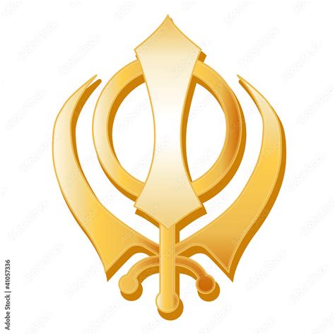 Sikh Symbol Gold Sikh Khanda Icon Of The Sikh Faith Vector De Stock