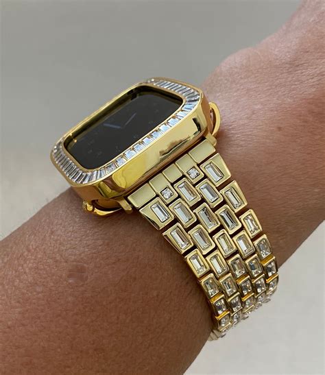 Gold Apple Watch Band Swarovski Crystal Baguettes Mm Mm Mm Mm