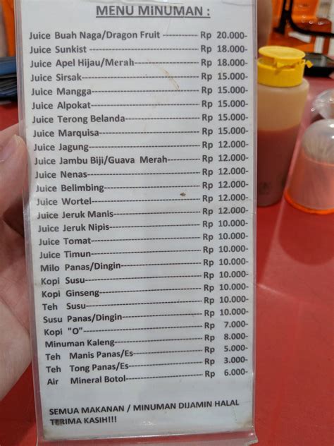 Menu At Sop Ikan Kian Wee Restaurant Pekanbaru Jl Riau No 41a