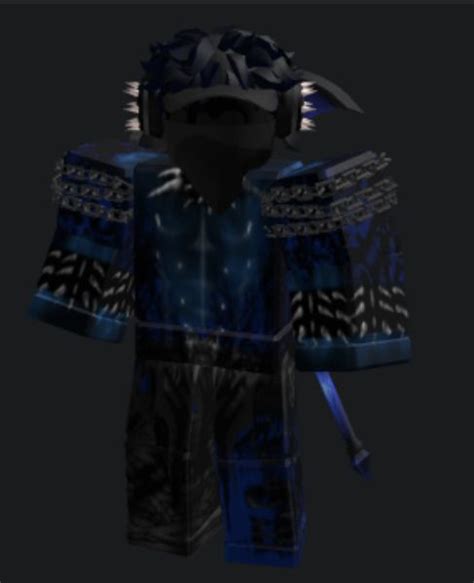 an animated image of a person wearing a blue and black outfit