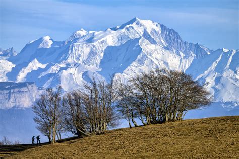 Mont Blanc And Hikers Photographic Print For Sale