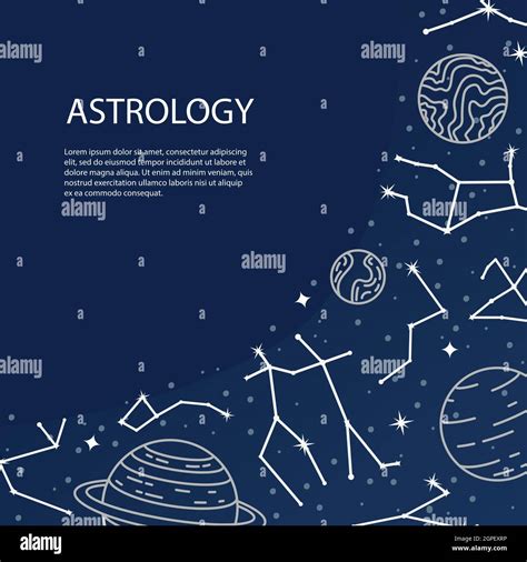 Vector poster with planets and constellations. Astrological background ...