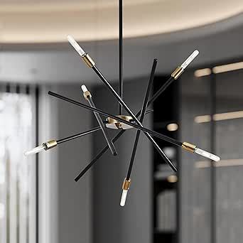 Mccokaige Modern Chandelier Light Black And Gold Dimmable Sputnik