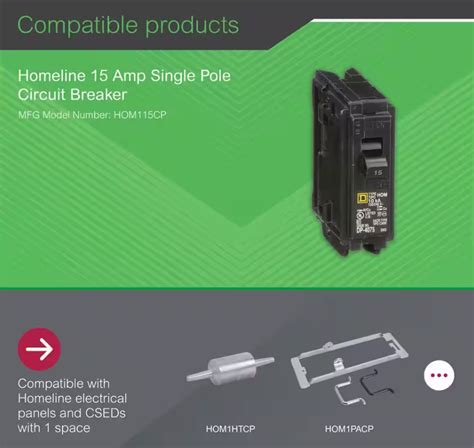 Homeline 15 Amp One Pole Circuit Breaker Hom120cp Square D Breakers