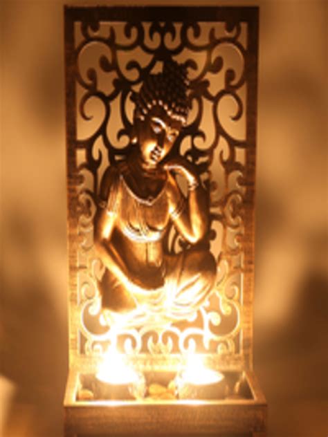 Buy Athome By Nilkamal Gold Toned Buddha Showpiece With Cut Out Detail