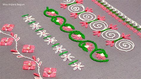 Hand Embroidery Border Designs By Miss Anjiara Begum Youtube