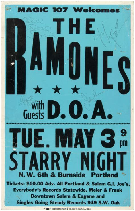 Hakes The Ramones Band Signed Concert Poster