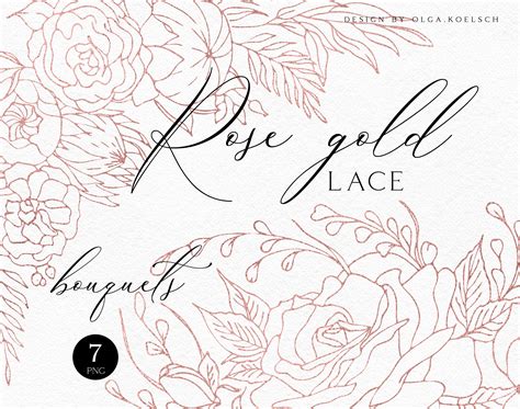 Rose Gold Glitter Floral Border Clipart Wedding Invitation - Etsy