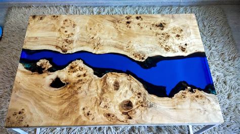 Live Edge River Blue Epoxy Coffee Table Etsy