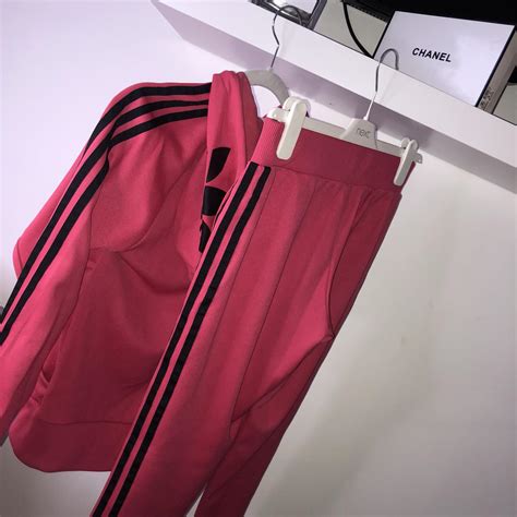 Dark pink Adidas tracksuit only worn a few times so... - Depop