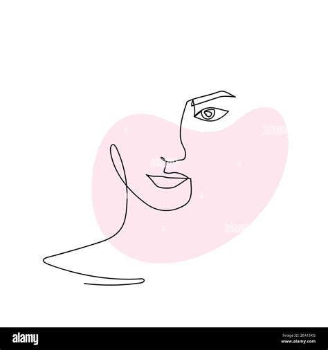 Continuous Line Abstract Face Contemporary Female Portrait Hand Drawn