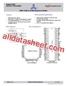 AS80SSTVF16859 Datasheet PDF Alliance Semiconductor Corporation