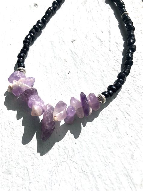 Ladies Handmade Beaded Amethyst Necklace Healing Etsy