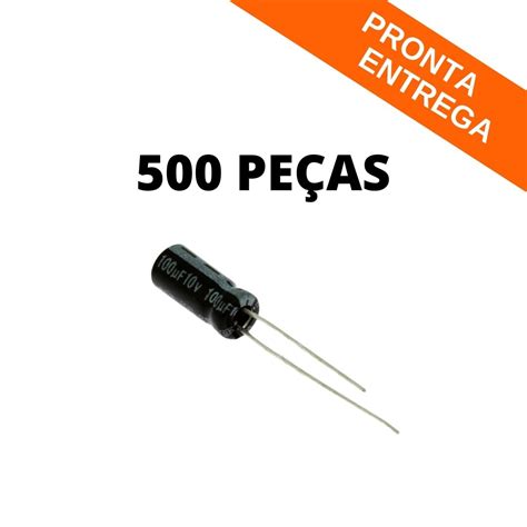 Kit 500 Peças Capacitor Eletrolítico 100uf 100mf 10v 105°c 5x115 Nichicon Capacitores