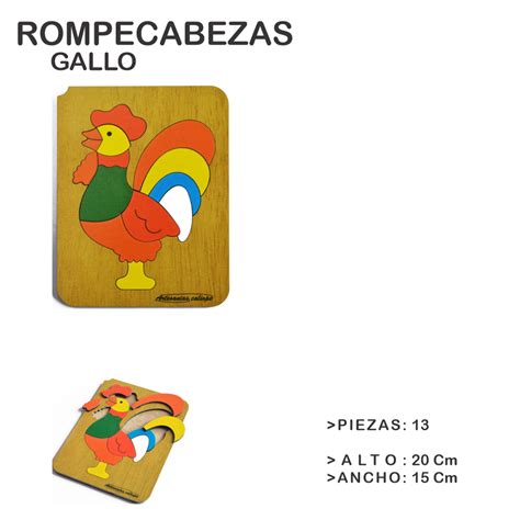 Rompecabezas Did ctico Encastre en Madera MDF Gallo Artesanías