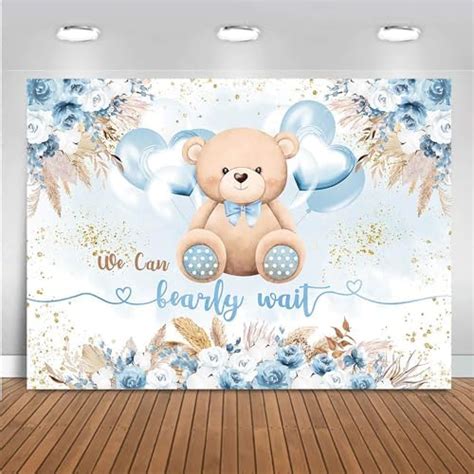 Amazon Mocsicka We Can Bearly Wait Baby Shower Backdrop For Boy