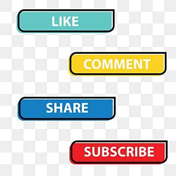 Three Different Colored Buttons With The Words Like Comment Share And