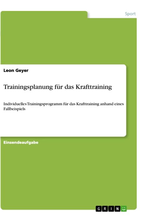 Trainingsplanung für das Krafttraining GRIN Grin