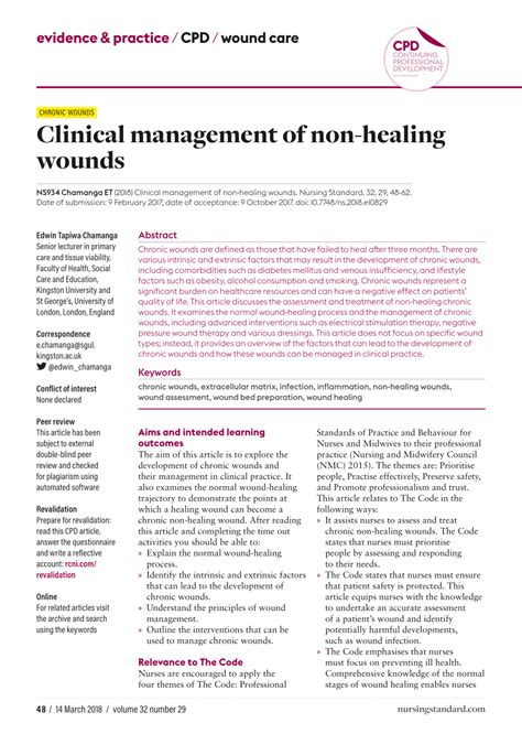 Pdf Clinical Management Of Non Healing Wounds