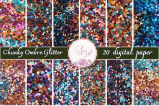 Chunky Ombre Glitter Digital Paper Graphic By Skye Design Creative