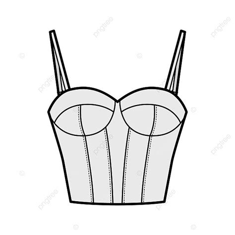 Longline Lingerie Technical Fashion Illustration Featuring Molded Cups