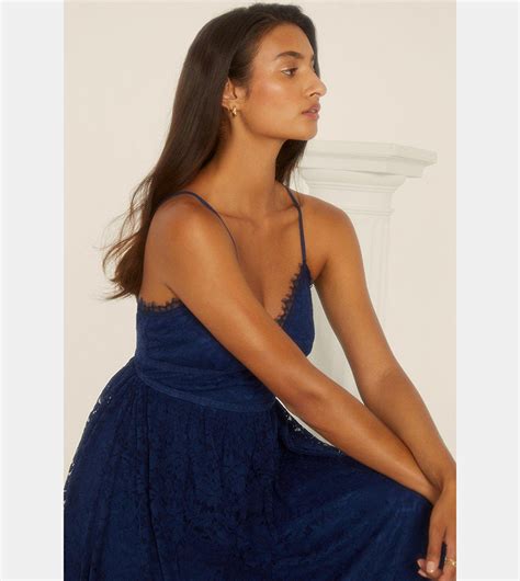 Buy Oasis Strappy Lace Midaxi Dress In Navy 6thstreet Uae