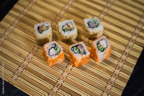 Японская кухня. Суши сет. Доставка на дом. Stock Photo | Adobe Stock