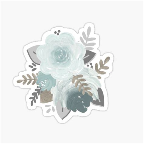 Blue Florals Sticker For Sale By Ktscanvases Redbubble