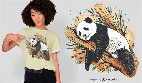 Pandabär Tier Schlafen T Shirt PSD PSD Bearbeitbare Vorlage