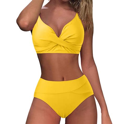 Ckpwisy Women High Waisted Bikini Tummy Control Bathing Suit Twist