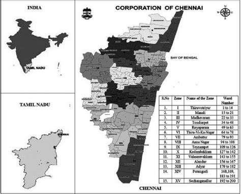 Study Area Chennai City India Source Zone Wise Map Corporation Of