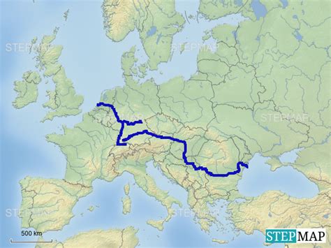 StepMap - Rhein, Main and Danube rivers - Landkarte für Germany