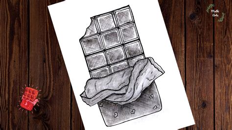 Chocolate Bar Drawing With Pencil Shading For Valentines Day Step By