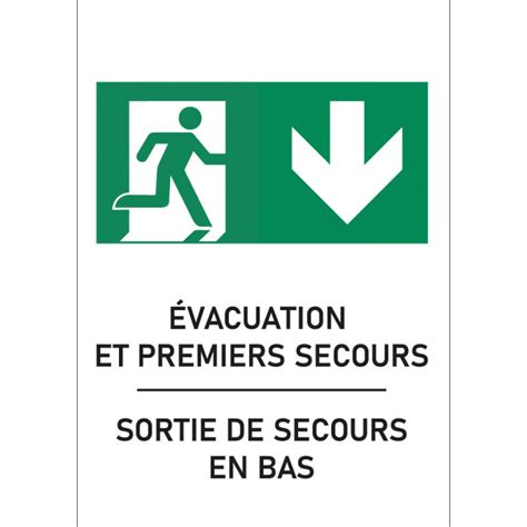 Panneau Sortie De Secours Vers Le Bas