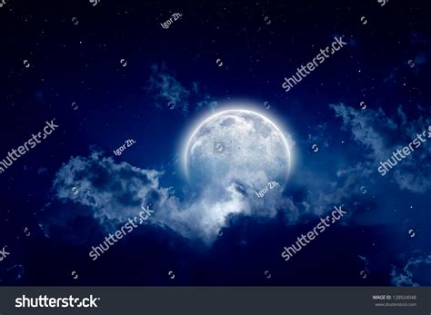 Peaceful Background Night Sky Full Moon Stock Illustration 128924048 | Shutterstock