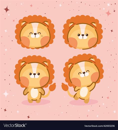 Four lions set Royalty Free Vector Image - VectorStock