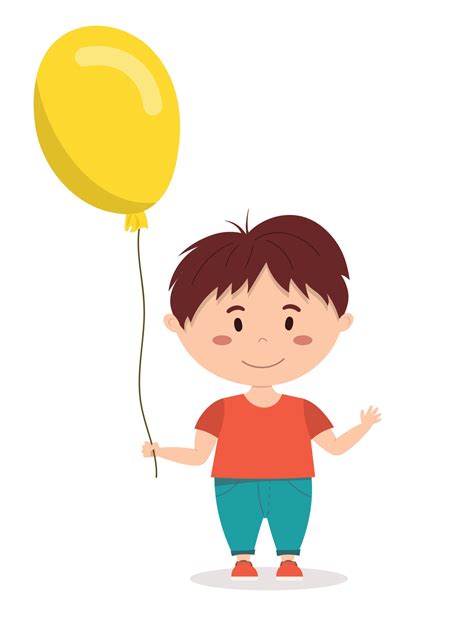 Boy Holding A Balloon Vector Illustration 2485561 Vector Art At Vecteezy