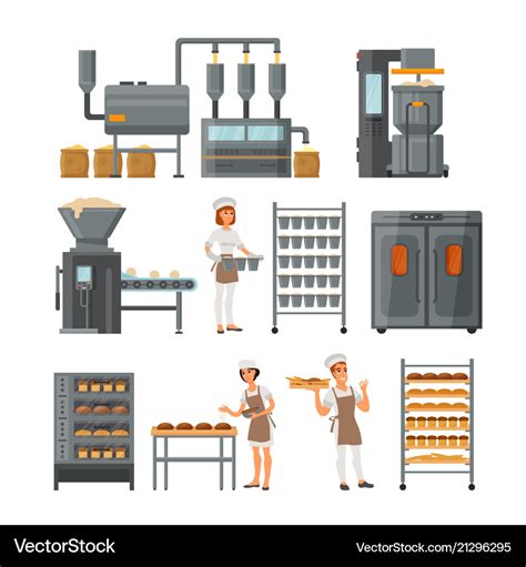 Bread Production Icon Set Royalty Free Vector Image