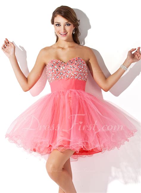 A Line Princess Sweetheart Short Mini Tulle Homecoming Dress With