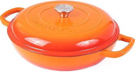 Shallow Cast Iron Casserole With Lid Non Stick Dutch Oven Pot