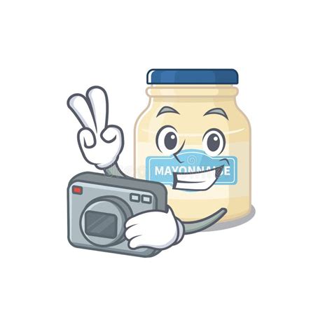 Fotógrafo Genial Personaje Mayonnaise Con Cámara Ilustración del