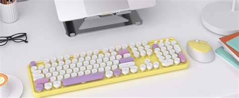 Ubotie Colorful Computer Wireless Keyboard Mouse Combos Typewriter Flexible Keys