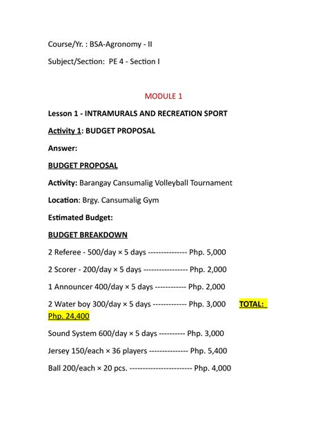 PE 4 Cultural Presentation And Sports Management II PE 4 Section