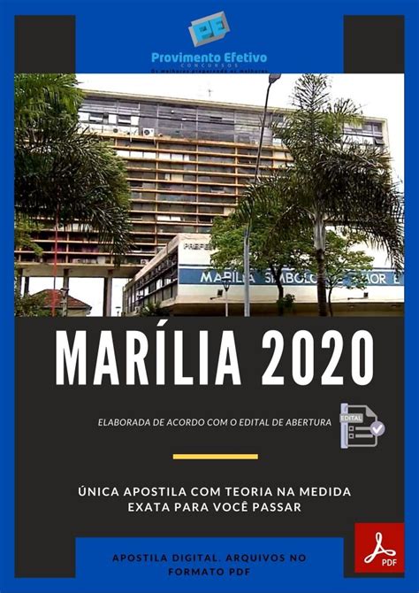 Provimento Efetivo Concursos Apostila Concurso Pref Marilia SP 2020